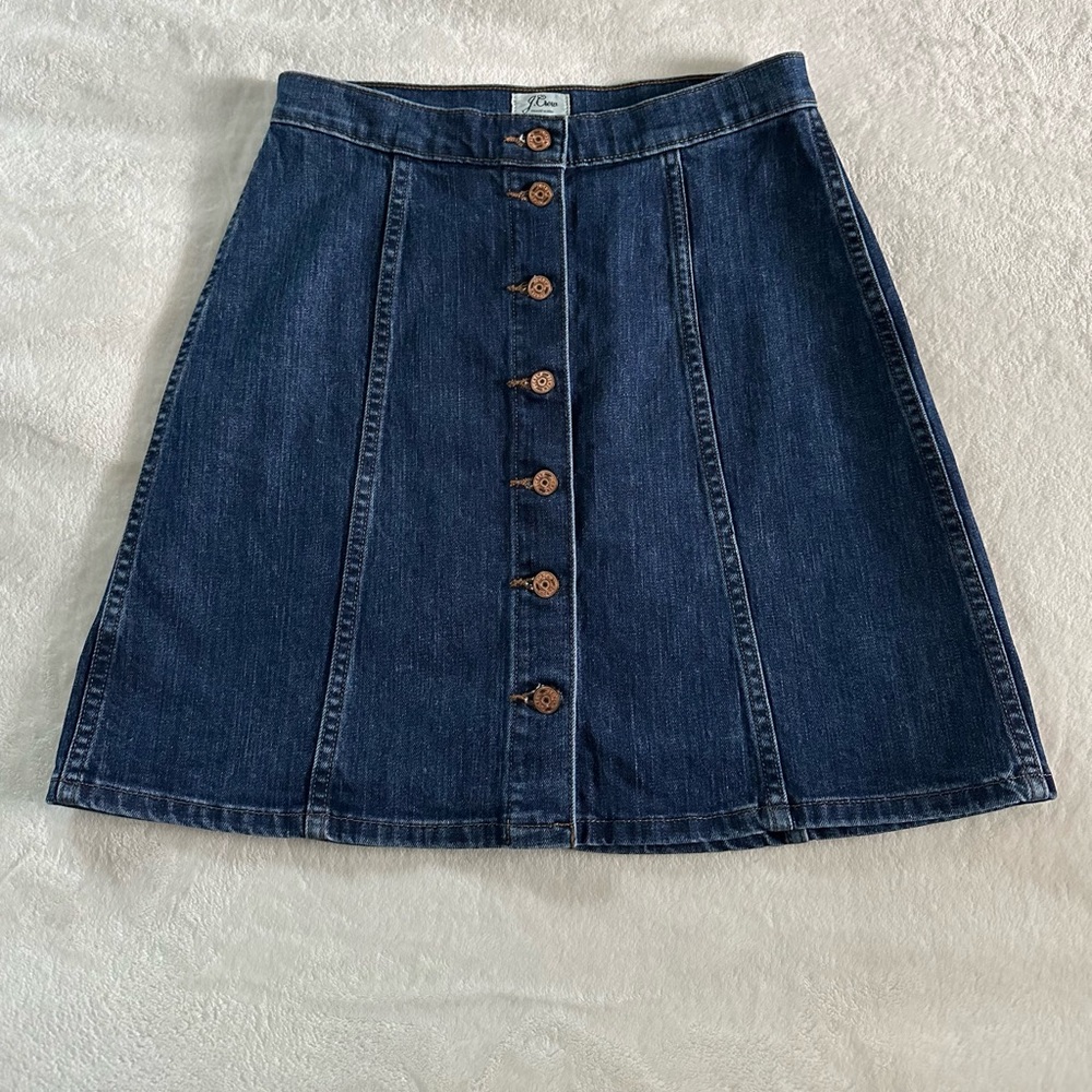 J Crew Denim Indigo High Waist Skirt Button Front Size 29 8